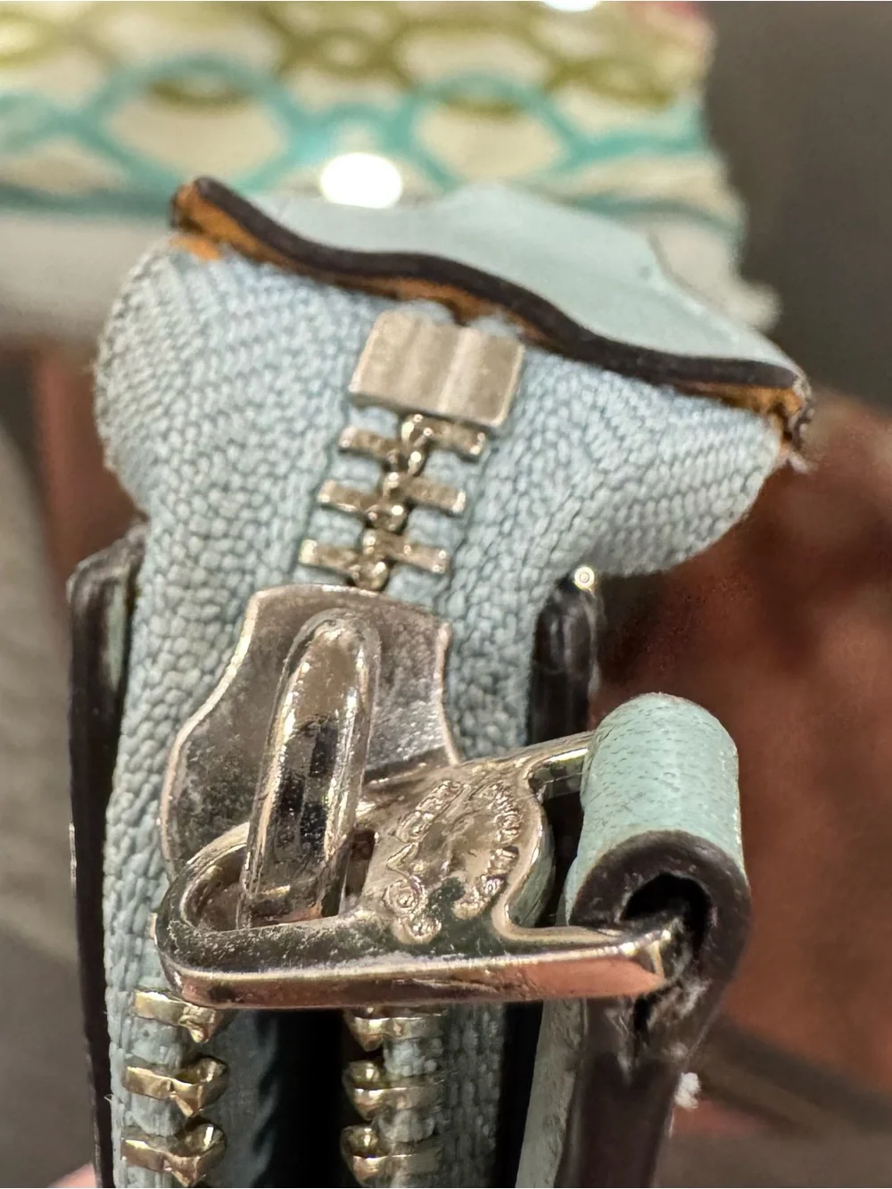 Coach Seafoam/mint mini bag with silver chain & leather strap
